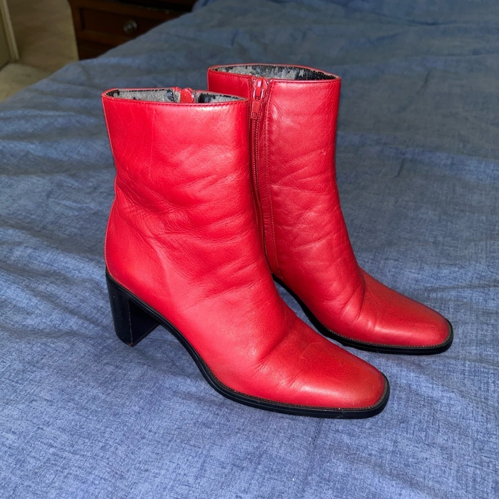 Vintage red heeled boots